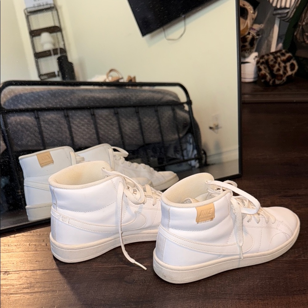 Nike White and Cream High-Top Sneakers